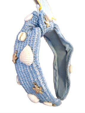 Sunday State Light Blue Seashell Embellished Woven Headband NWT